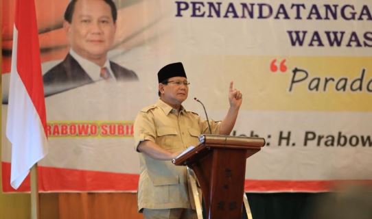 Prabowo saat kampanye di Bandung.
