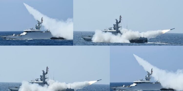 Dua Kapal Perang TNI AL Berhasil menembakan Rudal C-705 dan Mengenai Target