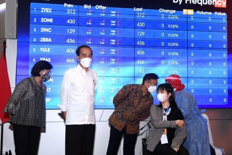 Jokowi Tinjau Vaksinasi Massal bagi Petugas Publik di Perbankan dan Pasar Modal