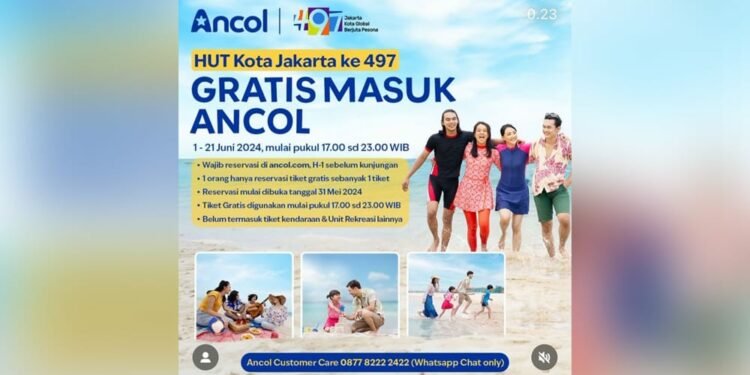 Ancol Gratiskan Tiket Masuk untuk Warga Jakarta Mulai 1 hingga 21 Juni 2024